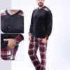 Tress Pyjama homme velours à carreaux – Réf 17113 – Noir