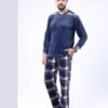 Tress Pyjama homme velours à carreaux – Réf 17113 – Bleu marine
