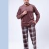 Tress Pyjama homme velours à carreaux – Réf 17114 – Marron