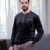 Tress Pyjama homme velours pied-de-poule – Réf 17121 – Gris anthracite