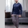 Tress Pyjama homme velours pied-de-poule – Réf 17121 – Bleu marine