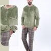 Tress Pyjama homme velours à carreaux – Réf 17144 – Vert kaki
