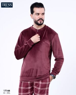 Tress Pyjama homme velours à carreaux – Réf 17144 – Bordeaux