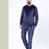 Tress Pyjama homme velours à carreaux – Réf 17144 – Bleu marine