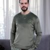 Tress Pyjama homme velours imprimé – Réf 17191 – Vert kaki