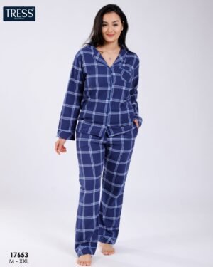 Tress Pyjama chemise à carreaux – Réf 17653 – Bleu marine