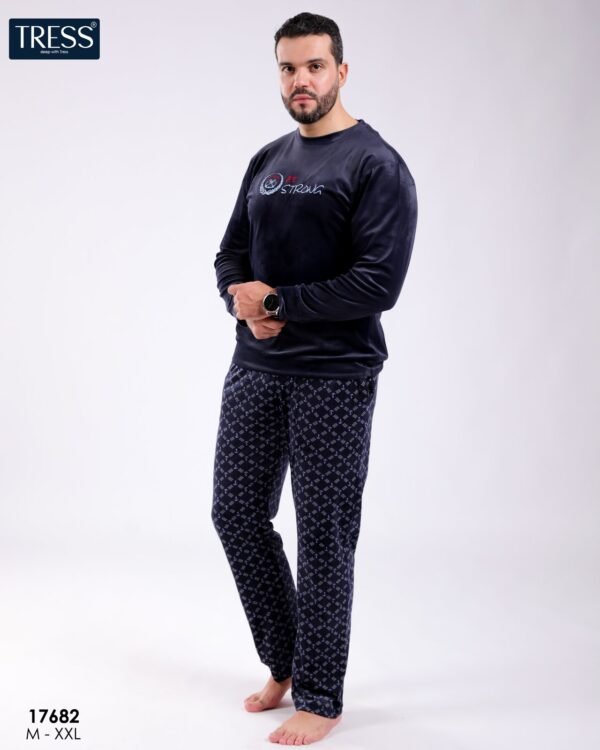 Tress Pyjama homme velours imprimé – Réf 17682 – Bleu marine
