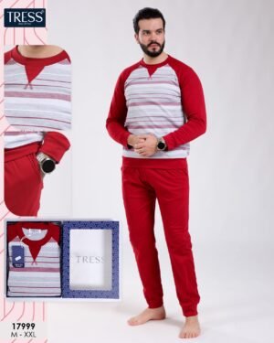Tress Pyjama homme rayé en coffret – Réf 17999 – Rouge