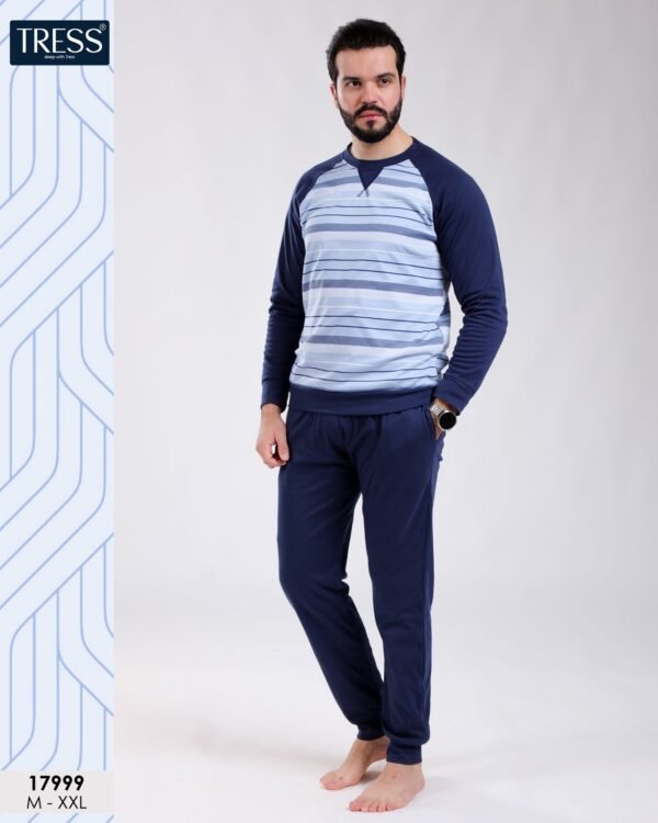 Tress Pyjama homme rayé en coffret – Réf 17999 – Bleu marine