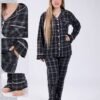 Tress Pyjama chemise à carreaux flanelle – Réf 18104 – Gris anthracite