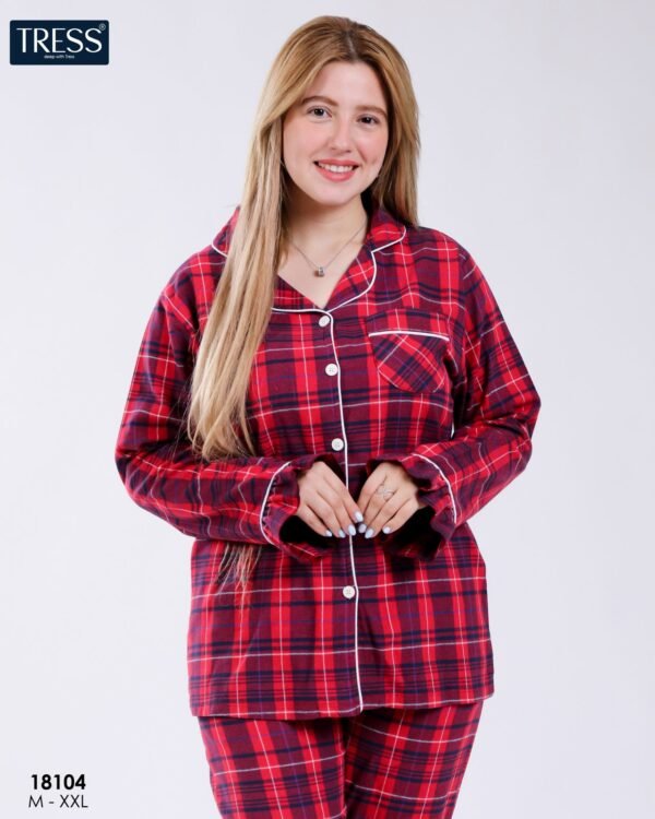 Tress Pyjama chemise à carreaux flanelle – Réf 18104 – Rouge