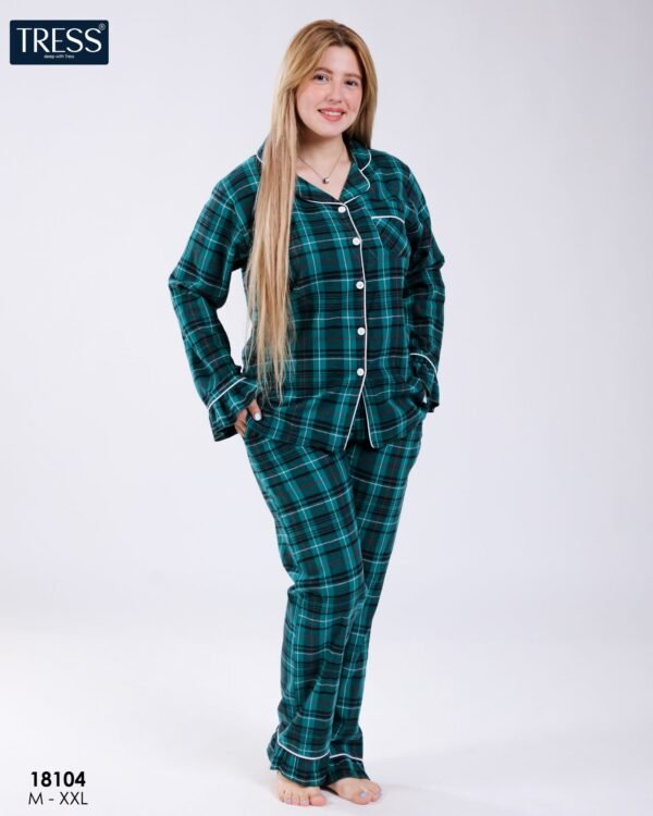 Tress Pyjama chemise à carreaux flanelle – Réf 18104 – Vert émeraude