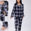 Tress Pyjama chemise à carreaux flanelle – Réf 18108 – Bleu marine