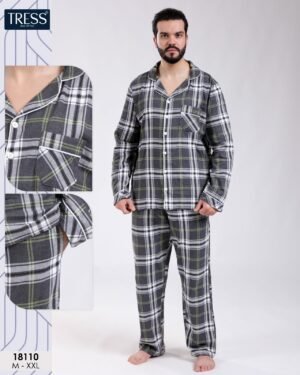 Tress Pyjama homme chemise à carreaux – Réf 18110 – Gris