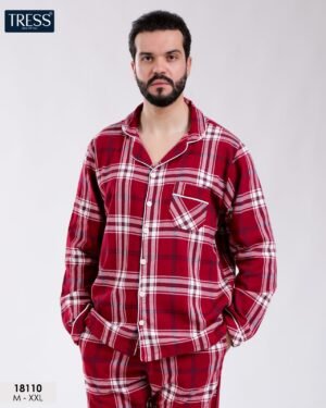 Tress Pyjama homme chemise à carreaux – Réf 18110 – Bordeaux