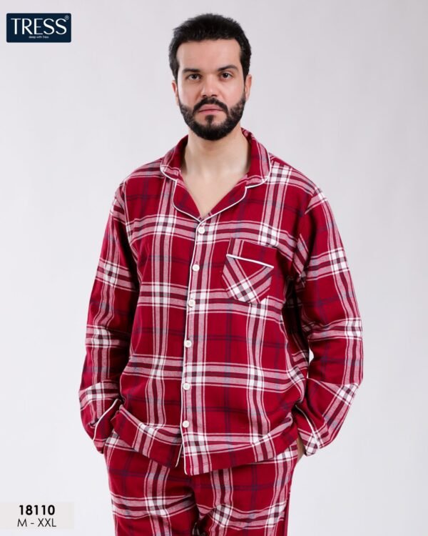 Tress Pyjama homme chemise à carreaux – Réf 18110 – Bordeaux
