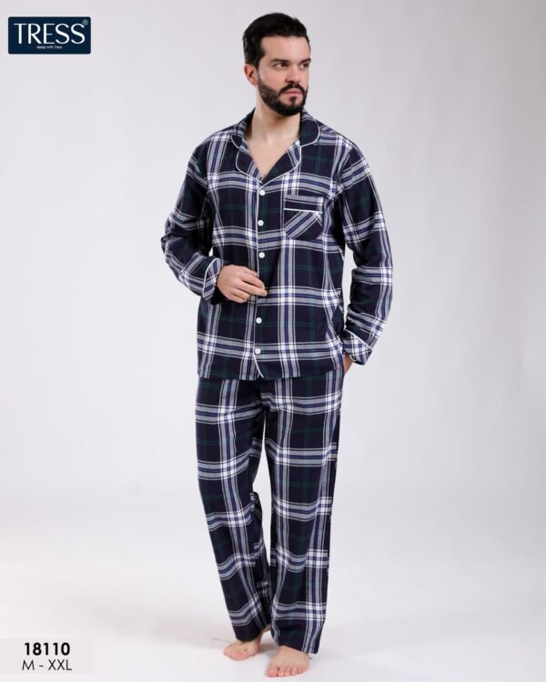 Tress Pyjama homme chemise à carreaux – Réf 18110 – Bleu marine