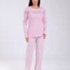 Tress Pyjama dentelle pantalon imprimé – Réf 18120 – Rose