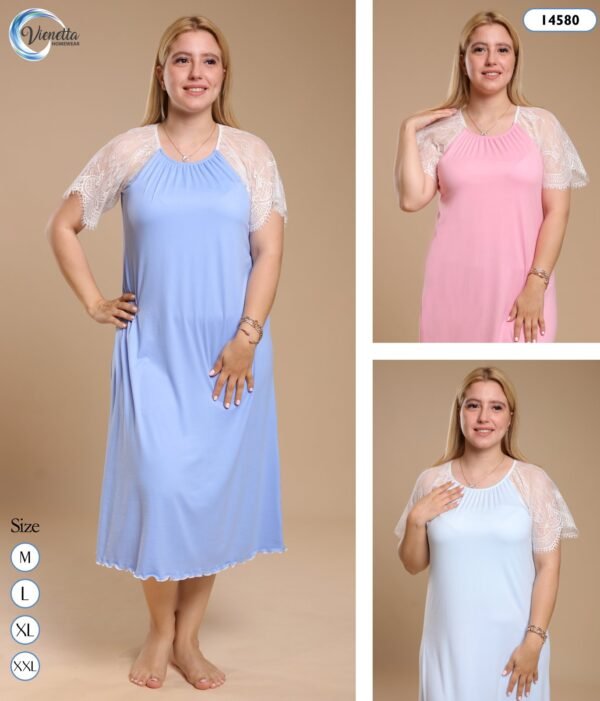 Vienetta Chemise de nuit dentelle – Réf 14580 – Couleurs assorties