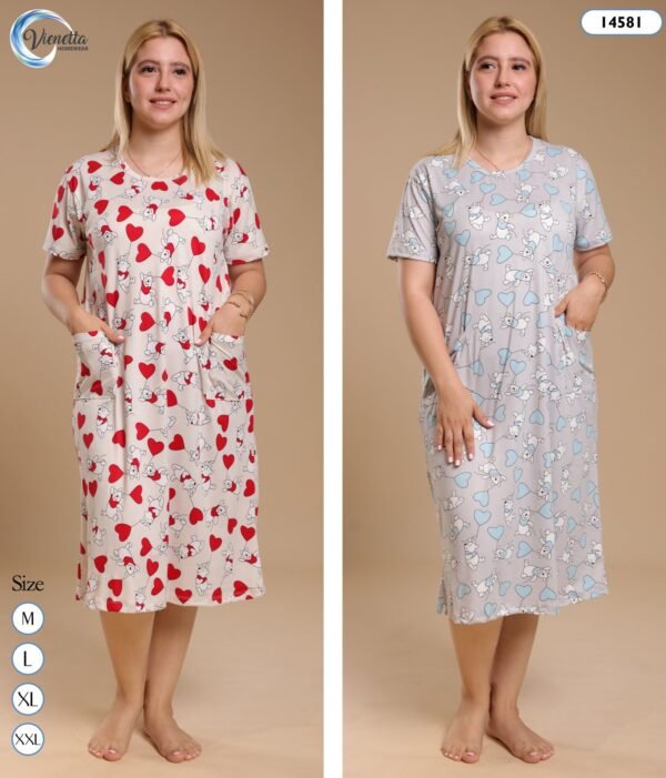 Vienetta Chemise de nuit imprimée – Réf 14581 – Couleurs assorties