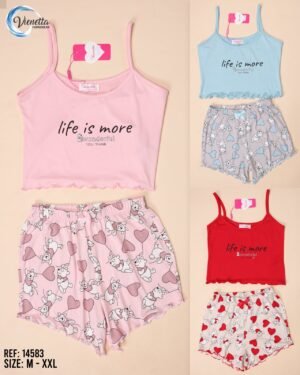 Vienetta Pyjama short et caraco – Réf 14583 – Couleurs assorties