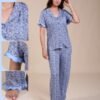 Vienetta Pyjama cachemire à volants – Réf 14744 – Bleu