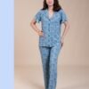 Vienetta Pyjama cachemire à volants – Réf 14744 – Bleu pétrole