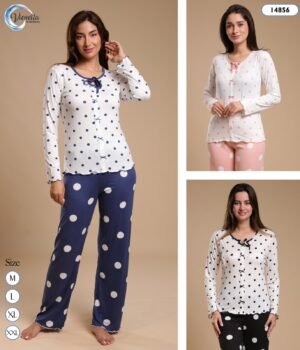 Vienetta Pyjama boutonné à pois – Réf 14856 – Couleurs assorties