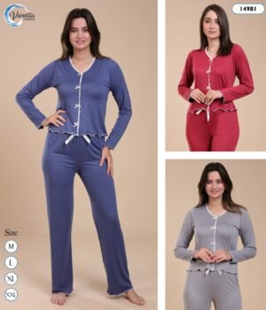 Vienetta Pyjama boutonné – Réf 14981 – Couleurs assorties Vienetta Pyjama boutonné – Réf 14981 – Couleurs assorties