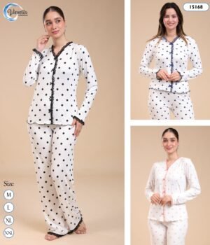 Vienetta Pyjama boutonné à pois – Réf 15168 – Couleurs assorties
