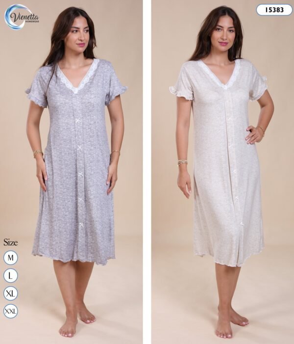 Vienetta Chemise de nuit boutonnée – Réf 15383 – Couleurs assorties